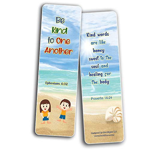 Bible Bookmarks for kids - Character Building Series 1 (60 Pack) - Perfect Gift away for Sunday School and Ministries - Church Memory Verse Sunday School Rewards Bulk Pack