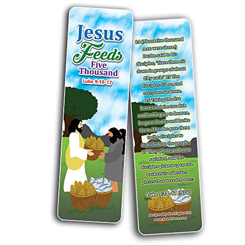 Miracles of Jesus Bible Bookmarks Cards (60-Pack) - Church Memory Verse Sunday School Rewards - Christian Stocking Stuffers Birthday Party Favors Assorted Bulk Pack