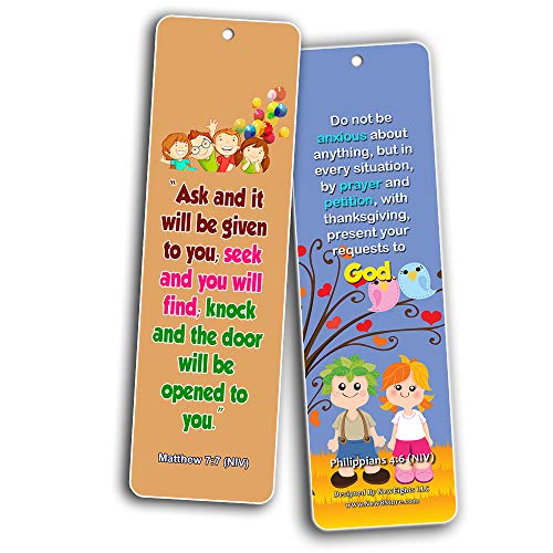 Easy Bible Scriptures Bookmarks for Kids - Prayer (60-Pack) - Perfect Gift Away for Sunday Schools