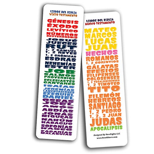 Spanish Books Of The Bible Bookmarks for Kids (60-Pack) - Church Memory Verse Sunday School Rewards - Christian Stocking Stuffers Birthday Party Favors Assorted Bulk Pack
