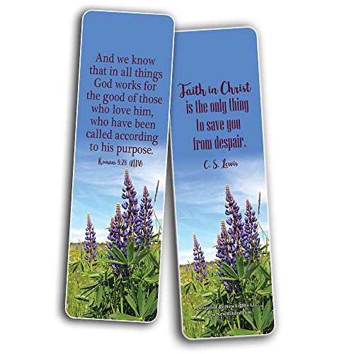 Faith Scriptures Cards Bookmarks (30-Pack) - Christian Stocking Stuffers Birthday Assorted Bulk Pack - Church Memory Verse Sunday School Rewards