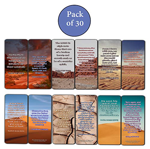 KJV Uplifting Healing Scriptures For The Brokenhearted Bookmarks (30-Pack)