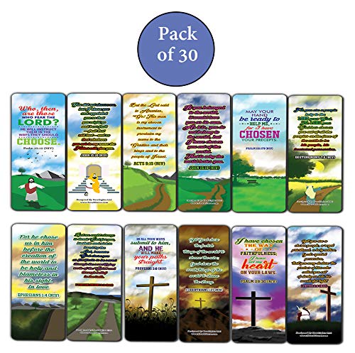 I Choose God Bible Verses Bookmarks Cards (30-Pack) - Stocking Stuffers for Boys Girls - Children Ministry Bible Study Church Supplies Teacher Classroom Incentives Gift
