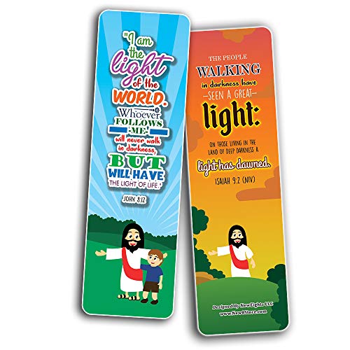 Walk in the Light Bible Verse Bookmarks (60-Pack) - Church Memory Verse Sunday School Rewards - Christian Stocking Stuffers Birthday Party Favors Assorted Bulk Pack