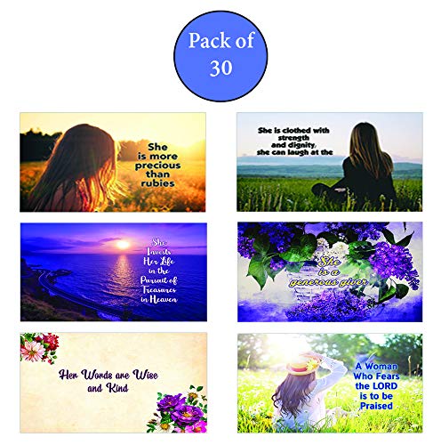 Bible Verses About Virtuous Woman Postcards (30-Pack) - Perfect Giveaway for Ministries and Sunday Schools
