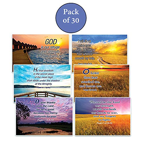 Religious Postcards (30-Pack) - Psalms KJV Psalm 91 46 118 121 139 144 - Bulk Collection & Gift with Inspirational, Motivational, Encouragement Messages