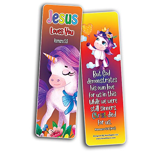 Christian Bookmarks Cards - Unicorn (60-Pack)