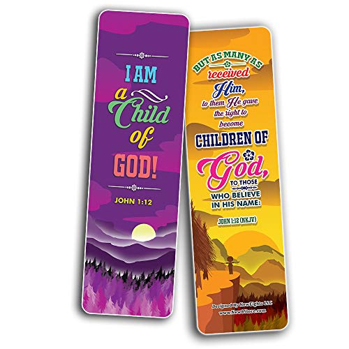 I AM Daily Declaration for Christian Bookmarks NKJV Series 1 (60-Pack) - Church Memory Verse Sunday School Rewards - Christian Stocking Stuffers Birthday Party Favors Assorted Bulk Pack