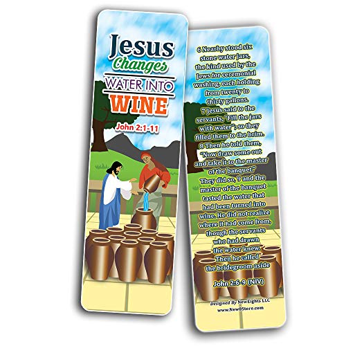 Miracles of Jesus Bible Bookmarks Cards (60-Pack) - Church Memory Verse Sunday School Rewards - Christian Stocking Stuffers Birthday Party Favors Assorted Bulk Pack
