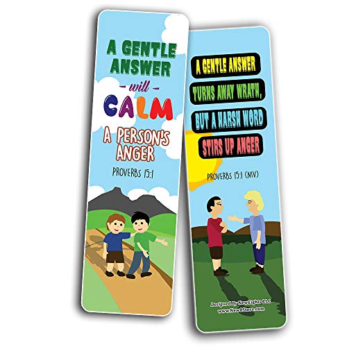 Top Bible Verses for Cultivating Good Character Bookmarks for Kids (60-Pack) - Church Memory Verse Sunday School Rewards - Christian Stocking Stuffers Birthday Party Favors Assorted Bulk Pack