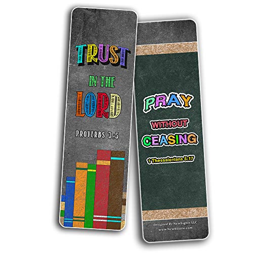 Colorful Bible Verse Chalkboard Bookmarks Cards (12-Pack)