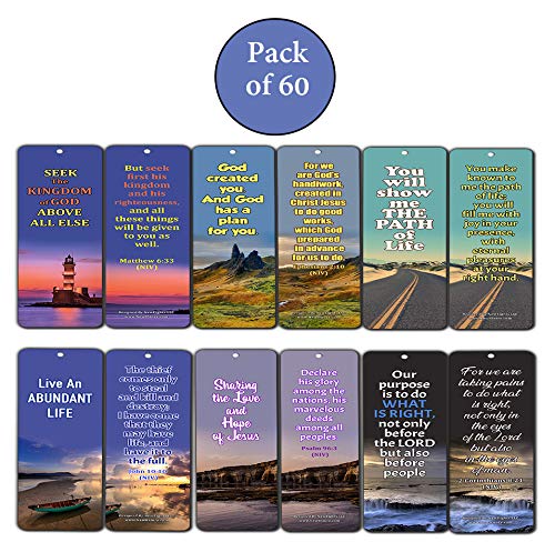 Bible Verses About Life Purpose (60 Pack) - Perfect Giveaways for Sunday School and Ministries
