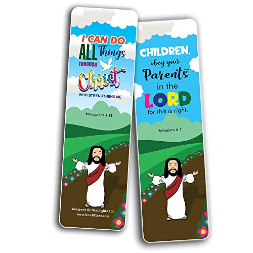 Bible Scriptures Bookmarks Cards for Kids Boys Girls (60-Pack) - Church Memory Verse Sunday School Rewards - Christian Stocking Stuffers Birthday Party Favors Assorted Bulk Pack