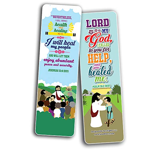 The Healing Prayers Bible Verse Bookmarks (60-Pack) - Church Memory Verse Sunday School Rewards - Christian Stocking Stuffers Birthday Party Favors Assorted Bulk Pack