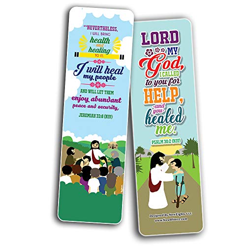 The Healing Prayers Bible Verse Bookmarks (30-Pack) - Stocking Stuffers for Boys Girls - Children Ministry Bible Study Church Supplies Teacher Classroom Incentives Gift