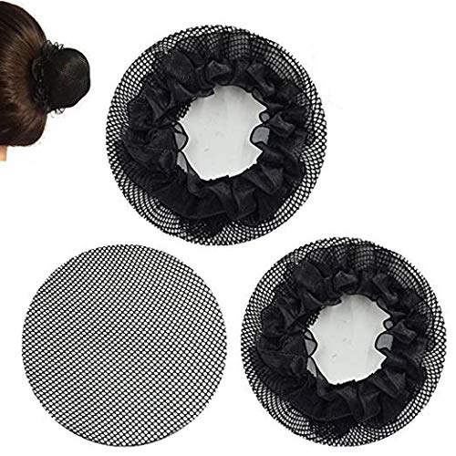 New8Beauty Hair Nets Black - Hair Accessories for Ballet Bun Cover Dance Skating Gymnastics Wedding Performance