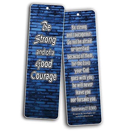 Christian Bookmarks Assorted Bulk Set (60-Pack)- Inspirational Bible Verses Be Strong & Courageous - Religious Gifts to Encourage Men Women Boys Girls Co Worker - Stocking Stuffers - Wall Decor