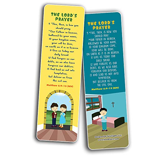 The Lord's Prayer Bible Bookmarks for Kids (60-Pack) - Church Memory Verse Sunday School Rewards - Christian Stocking Stuffers Birthday Party Favors Assorted Bulk Pack