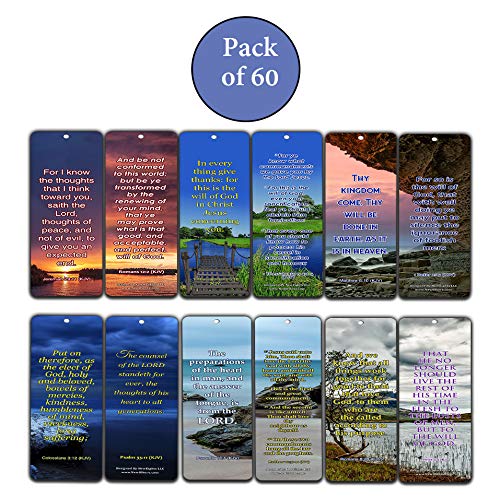 KJV Religious Bookmarks - Bible Verses About God?s Will (60-Pack) - Perfect Gift Idea for Friends and Loved Ones