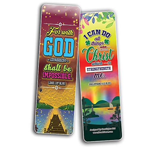 Inspirational Quotes Bible Verse Bookmarks (60-Pack) - Church Memory Verse Sunday School Rewards - Christian Stocking Stuffers Birthday Party Favors Assorted Bulk Pack