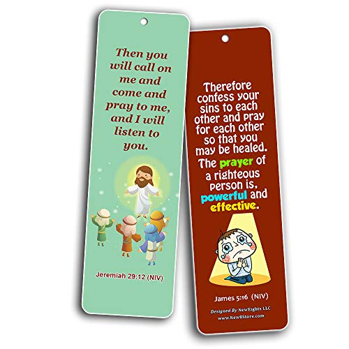 Easy Bible Scriptures Bookmarks for Kids - Prayer (60-Pack) - Perfect Gift Away for Sunday Schools