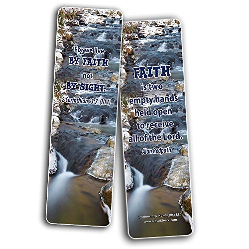Faith Scriptures Cards Bookmarks (12-Pack) - Stocking Stuffers Devotional Bible Study - Church Ministry Supplies Classroom Teacher Incentive Gifts Giveaways