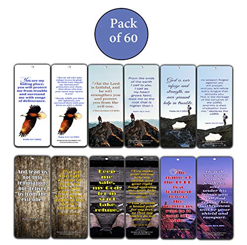 Powerful Scriptures for Protection Safety Bookmark Cards NIV (60-Pack) - oronavirus Protection Bible Promises - Stay Home Stay Safe - Keep Calm Trust God - Christian Encouragement Gifts for Men Women