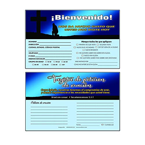 Spanish Church Visitor Card and Prayer Request Card Set A (60-Pack) - Collect Information and Prayer Requests From Your Spanish Visitors