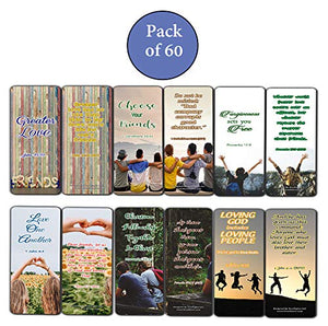 Scriptures Bookmarks - Bible Verses about Friendship (60 Pack) - Perfect Gift away for Sunday School and Ministries - Stocking Stuffers Adoration Devotional Bible Study - Church Ministry Supplies