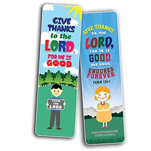 Top Bible Verses for Gratitude Bookmarks for Kids (60-Pack) - Church Memory Verse Sunday School Rewards - Christian Stocking Stuffers Birthday Party Favors Assorted Bulk Pack