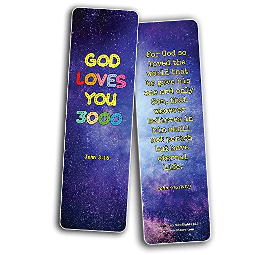 Christian Love You 3000 Bookmarks Cards (60 Pack) - Stocking Stuffers for Sunday School Cell Group VBS Bible Study Teacher Student Classroom Rewards Incentives Church Supplies Hospital Ministry