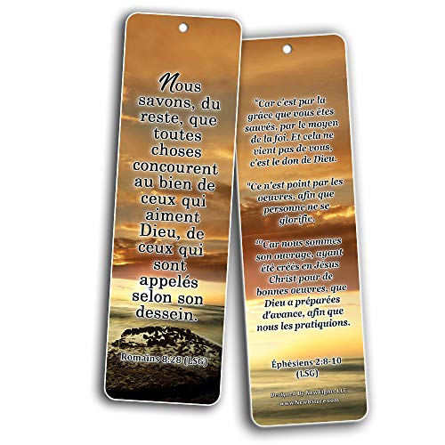 French Most Highlighted Bible Verse Bookmark (60 Pack) - Perfect Giveaways for Sunday School and Ministries Designed to Inspire Women and Men