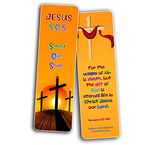 Christian Gospel Bookmarks for Kids (60 Pack) - Perfect Gift away for Sunday School and Ministries - VBS Sunday School Easter Baptism Thanksgiving Christmas Rewards Encouragement Motivational Gift