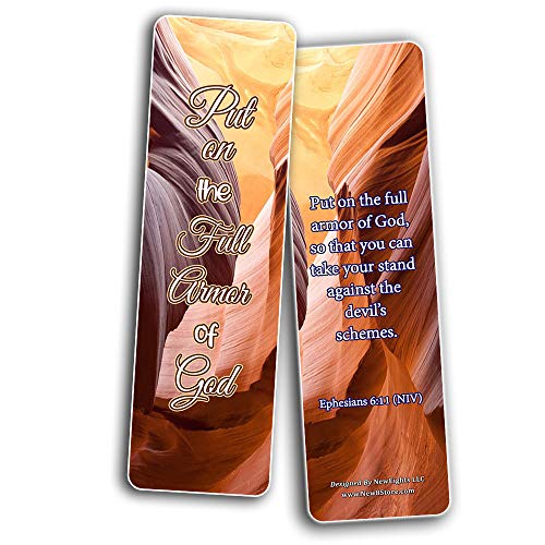 Encouraging Scriptures Bookmarks About God's Protection And Inspire Godly Courage (60-Pack) - Stocking Stuffers Devotional Bible Study - Church Ministry Supplies Teacher Classroom Incentive Gifts