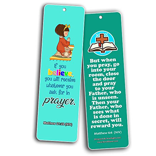 Easy Bible Scriptures Bookmarks for Kids - Prayer (60-Pack) - Perfect Gift Away for Sunday Schools