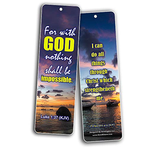 Religious Bible Quotes Bookmarks for Doing The Impossible (KJV) (60-Pack) - Compilation of Motivational Bible Verses