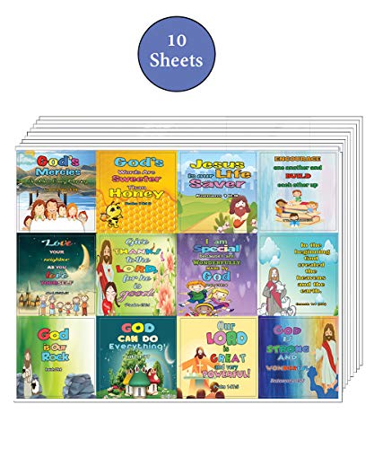 Religious Stickers for Kids - Powerful God (10 Sheets) - Assorted Mega Pack of Inspirational Religious Stickers for Kids.