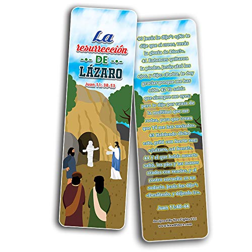 Spanish Miracles of Jesus Bible Bookmarks Cards (60-Pack) - Church Memory Verse Sunday School Rewards - Christian Stocking Stuffers Birthday Party Favors Assorted Bulk Pack