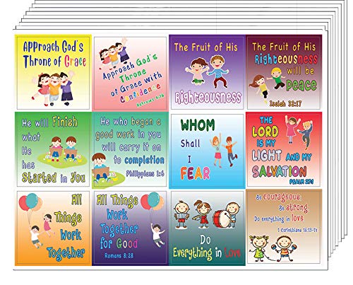 Confidence Building Scriptures Stickers for Kids (5-Sheet) - Great Variety Colorful Stickers