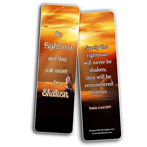 Encouraging Scriptures Bookmarks About Righteousness (30-Pack) - Stocking Stuffers Devotional Bible Study - Church Ministry Supplies Teacher Classroom Incentive Gifts