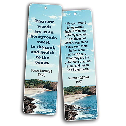KJV Religious Bookmarks - Bible Verses About Health (12 Pack) - Collection of Bible Verses On How To Achieve Optimum Health