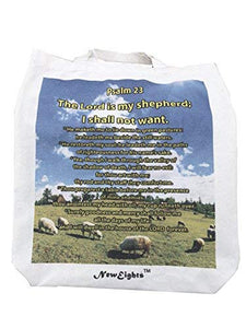 Christian Large Canvas Tote Bag Psalm 23 KJV The Lord is my shepherd - Great meaningful Gift Idea Church Faith Reminder
