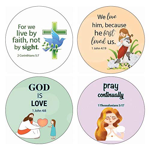 Cute Bible Verses Stickers for Kids  (16 Round Shape)