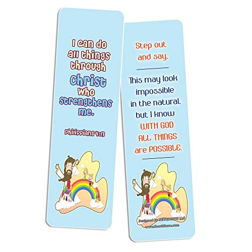 Christian Bookmarks Cards for Kids (30-Pack) - Scripture Bible Verses - Psalm 23 - Great Stocking Stuffers for Easter Baptism Thanksgiving Christmas Sunday School - Prayer Cards - War Room Decor