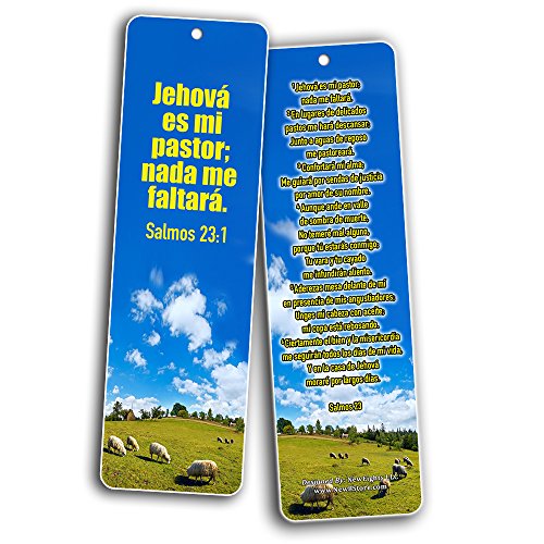 Spanish Bookmarks Salmo 23 (60-Pack) - Psalm 23 The Lord is My Shepherd EspaÂ¤ol Prayer Cards - Religious Christian Gift to Encourage Men Women Teens Children - War Room Decor - Stocking Stuffers