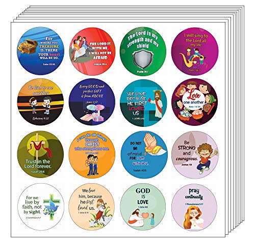 Cute Bible Verses Stickers for Kids  (16 Round Shape)