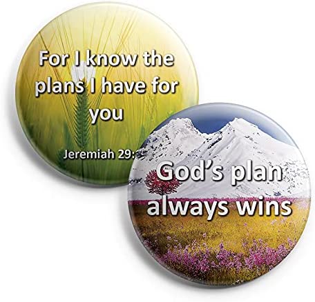 "The Lord Has Awesome Plans For You Pinback Buttons (1 Set x 10 Designs) - Large 2.25"" VBS Church Giveaways Encouragement Gift Token for Teens & Adults"