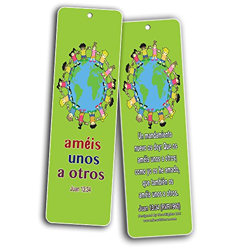 Spanish Religious Bookmarks for Kids (30-Pack)- Character Building Bible Verses - El Fruto Del Espiritu - Filipenses 4:13 - Marcadores de Libros Cristianos para hombres para mujeres - Christian Gift
