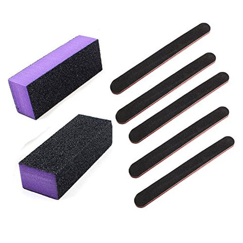 Nail File Emery Board (5-Pack) and Nail Buffer (2-Pack)