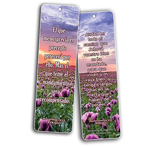 Spanish Scriptures Bookmarks - Rewards for Obeying God (30-Pack) - Great Bible Text Compilation that is Handy and Easy To Bring Along With